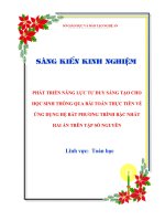 Skkn phát triển năng lực tư duy sáng tạo cho học sinh thông qua bài toán thực tiễn về Ứng dụng hệ bất phương trình bậc nhất hai Ẩn trên tập số nguyên
