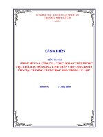 Skkn phát huy vai trò của công Đoàn cơ sở trong việc chăm lo Đời sống tinh thần cho công Đoàn viên tại trường trung học phổ thông lê lợi