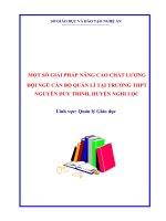 Skkn một số giải pháp nâng cao chất lượng Đội ngũ cán bộ quản lí tại trường thpt nguyễn duy trinh, huyện nghi lộc