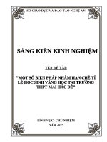 Skkn một số biện pháp nhằm hạn chế tỉ lệ học sinh vắng học tại trường thpt mai hắc Đế
