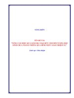Skkn nâng cao hiệu quả giáo dục Đạo Đức cho Đối tượng học sinh chưa ngoan thông qua hình thức giao nhiệm vụ