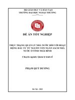 [LUẬN VĂN THẠC SĨ QUẢN LÝ KINH TẾ] Thực trạng quản lý nhà nước đối với hoạt động đầu tư từ nguồn vốn ngân sách nhà nước ở tỉnh Thái Bình