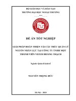 [LUẬN VĂN THẠC SĨ QUẢN LÝ KINH TẾ] Giải pháp hoàn thiện tái cấu trúc quản lý nguồn nhân lực tại công ty TNHH một thành viên Vicem Hoàng Thạch