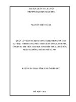 Quản lý việc Ứng dụng công nghệ thông tin vào dạy học theo hướng phát triển khả năng khám phá, Ứng dụng tri thức cho học sinh tiểu học lê quý Đôn, quận hà Đông, thành phố hà nội