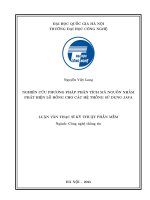 Nghiên cứu phương pháp phân tích mã nguồn nhằm phát hiện lỗ hổng cho các hệ thống sử dụng java