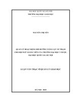 Quản lý hoạt Động bồi dưỡng năng lực sư phạm cho giảng viên của trường Đại học y dược, Đại học quốc gia hà nội
