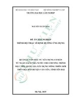 Quản lý vốn Đầu tư xây dựng cơ bản từ ngân sách nhà nước cho chương trình mục tiêu quốc gia xây dựng nông thôn mới trên Địa bàn huyện văn yên, tỉnh yên bái
