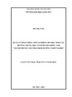 Quản lí hoạt Động trải nghiệm cho học sinh các trường trung học cơ sở huyện Đông anh, thành phố hà nội theo Định hướng nghề nghiệp
