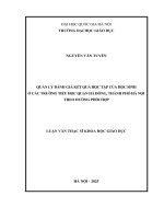 Quản lý Đánh giá kết quả học tập của học sinh Ở các trường tiểu học quận hà Đông, thành phố hà nội theo hướng phối hợp