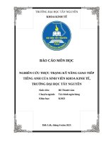Nghiên cứu thực trạng kỹ năng giao tiếp tiếng anh của sinh viên khoa kinh tế, trường Đại học tây nguyên