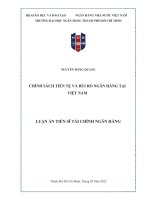 Chính sách tiền tệ và rủi ro ngân hàng tại việt nam luận Án tiến sĩ tài chính ngân hàng  nguyễn Đăng quang    tp  hồ chí minh