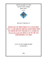 Khảo sát sự hiện diện của gene Độc lực và Đề kháng kháng sinh trên một số nhóm huyết thanh của vi khuẩn pasteurella multocida phân lập từ dê tại thành phố cần thơ