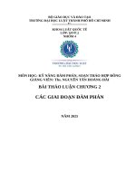 Môn học kỹ năng Đàm phán, soạn thảo hợp Đồng giảng viên ths  nguyễn tấn hoàng hải bài thảo luận chương 2 các giai Đoạn Đàm phán