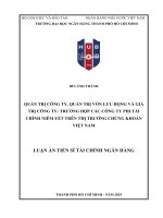 Quản trị công ty, quản trị vốn lưu Động và giá trị công ty trường hợp các công ty phi tài chính niêm yết trên thị trường chứng khoán việt nam