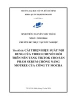 Cải thiện hiệu suất nội dung của video chuyển Đổi trên nền tảng tiktok cho sản phẩm serum chống nắng motree của công ty mocha