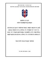Đánh giá quy trình thực hiện dịch vụ kê khai thuế của công ty tnhh tư vấn và Đầu tư vp&parners nghiên cứu trường hợp khách hàng công ty cổ phần sphacy