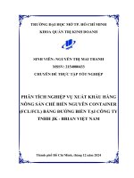 Phân tích nghiệp vụ xuất khẩu hàng nông sản chế biến nguyên container (fclfcl) bằng Đường biển tại công ty tnhh jk   brian việt nam