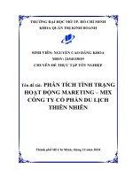 Phân tích tình trạng hoạt Động marketing   mix công ty cổ phần du lịch thiên nhiên
