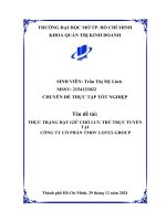 Thực trạng Đặt giữ chỗ lưu trú trực tuyến tại công ty cổ phần tmdv lotus group