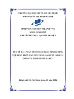 Phân tích hoạt Động marketing nội dung trên các nền tảng mạng xã hội của công ty tnhh jenny party