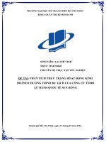 Phân tích thực trạng hoạt Động kinh doanh chương trình du lịch của công ty tnhh lữ hành quốc tế sen hồng