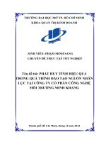 Phát huy tính hiệu quả trong quá trình Đào tạo nguồn nhân lực tại công ty cổ phần công nghệ môi trường minh khang