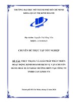 Thực trạng và giải pháp phát triển hoạt Động kinh doanh dịch vụ vận chuyển hàng hóa xuất khẩu Đường biển tại công ty tnhh can lines vn
