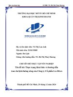Thực trạng khai thác và hướng dẫn tour du lịch Đường sông của công ty cổ phần les rives