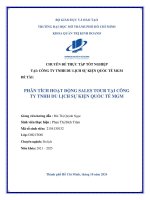 Phân tích hoạt Động sales tour tại công ty tnhh du lịch sự kiện quốc tế mgm