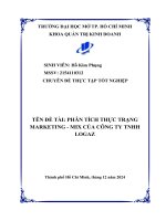 Phân tích thực trạng marketing   mix của công ty tnhh logaz