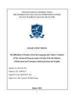 Khó khăn của sinh viên chương trình chất lượng cao theo thông tư 23 khoa ngôn ngữ và văn hóa hàn quốc trong việc học tiếng hàn và tiếng anh