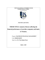 Analysis of factors affecting the financial performance of securities companies and banks in vietnam