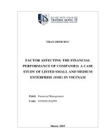 Factor affecting the financial performance of companies a case study of listed small and medium enterprise (sme) companies in vietnam