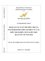 Khảo sát sự tuân thủ Điều trị của người bệnh hivaids tại khoa tư vấn, Điều trị nghiện chất & hivaids quận gò vấp năm 2024 Đồ Án tốt nghiệp thạc sĩ tổ chức quản lý dược