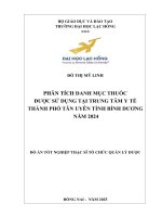 Phân tích danh mục thuốc Được sử dụng tại trung tâm y tế thành phố tân uyên tỉnh bình dương năm 2024 Đồ Án tốt nghiệp thạc sĩ tổ chức quản lý dược