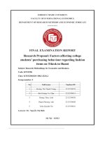 Research proposal  factors affecting college students’ purchasing behaviour regarding fashion items on tiktok in hanoi