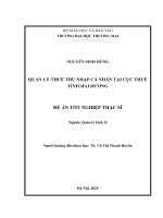 Quản lý thu thuế thu nhập cá nhân tại Cục thuế tỉnh Hải Dương