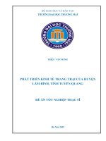 Phát triển kinh tế trang trại của huyện Lâm Bình, tỉnh Tuyên Quang