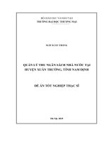 Quản lý thu ngân sách nhà nước tại huyện Xuân Trường, tỉnh Nam Định