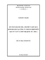 Kế toán doanh thu, chi phí và kết quả kinh doanh tại Công ty Trách nhiệm Hữu hạn Tư vấn và Tiếp thị quốc tế - IMCA
