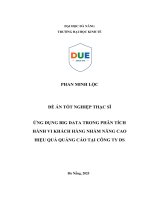Ứng dụng big data trong phân tích hành vi khách hàng nhằm nâng cao hiệu quả quảng cáo tại công ty ds