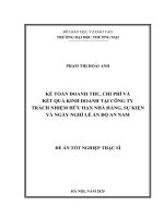Kế toán doanh thu, chi phí và kết quả kinh doanh tại Công ty Trách nhiệm Hữu hạn Nhà hàng, Sự kiện và Ngày nghỉ lễ Ấn Độ An Nam