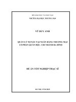 Quản lý nợ xấu tại Ngân hàng Thương mại Cổ phần Quân Đội - Chi nhánh Ba Đình