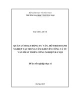 Quản lý hoạt động tư vấn, hỗ trợ doanh nghiệp của Trung tâm Khuyến công và Tư vấn Phát triển Công nghiệp Hà Nội