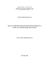 Quản lý thương mại mặt hàng dược phẩm của Công ty Cổ phần Dược Hậu Giang
