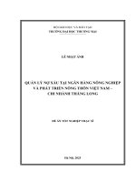 Quản lý nợ xấu tại ngân hàng Nông nghiệp và Phát triển Nông thôn Việt Nam - Chi nhánh Thăng Long