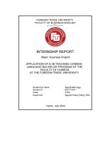 Application of ai in teaching chinese language bachelor program of the faculty of chinese at the foreign trade university