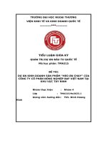 Dự Án kinh doanh sản phẩm “heo Ăn chay” của công ty cổ phần nông nghiệp baf việt nam tại khu vực tây ninh