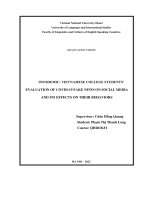 Vietnamese college students’ evaluation of covid 19 fake news on social media and its effects on their behaviors = infodemic cách sinh viên việt nam Đánh giá tin giả về covid 19 trên mạng xã hội và Ảnh hưởng của tin giả tới hành vi của họ