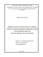 Perspectives of vietnamese facebook users towards feminism expressed under two feminist posts of nguyen phuong mai and tifosi
